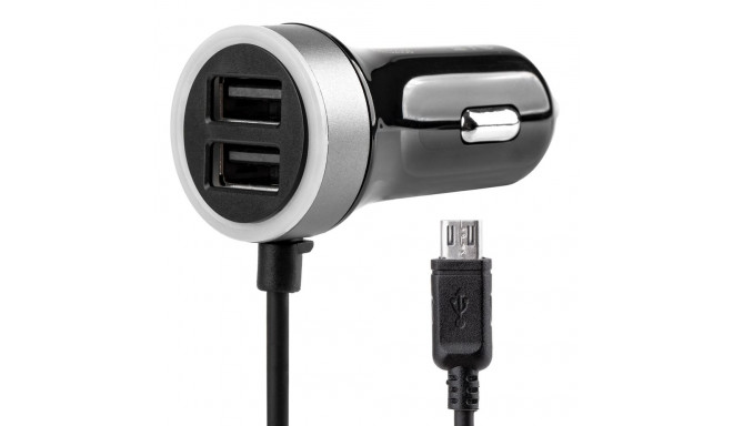 Ładowarka samochodowa pch pro-01 microusb + 2x usb 2.4a 12v 24v amio-02056