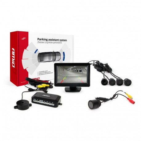 Parkimisandurite komplekt tft01 4,3" koos hd-301-ir kaameraga 4 musta andurit