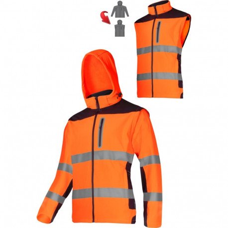Softshell hoiatusjope äravõetavate varrukatega, oranž, "3XL", CE