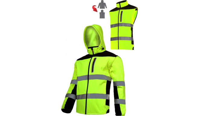 Softshell hoiatusjope eemaldatavate varrukatega, kollane, "L", CE