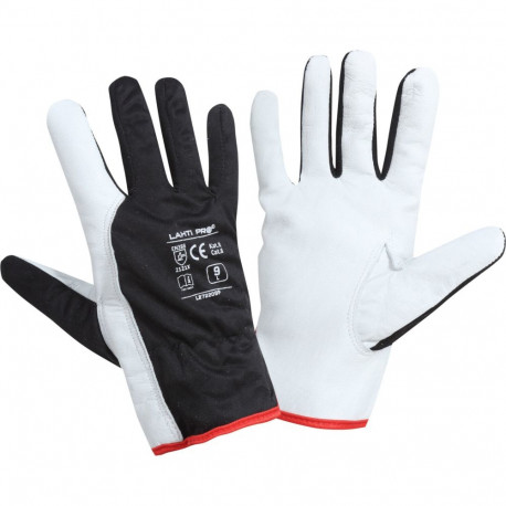 Rękawice ze skóry czarne l272208p, 12 par, "8", ce, lahti