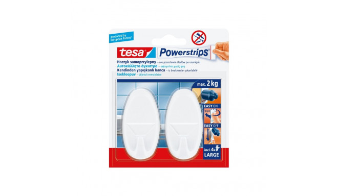 Isekleepuvad konksud Powerstrips 2 tk ovaalsed, suured, valged