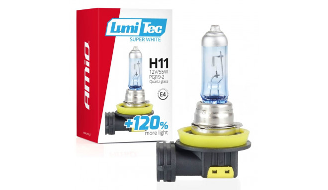 Żarówka halogeen h11 12v 55w lumitec super valge +120% amio-02139