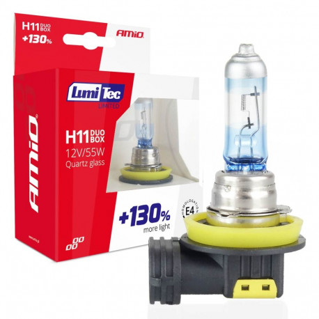 Żarówki halogeen h11 12v 55w lumitec limited +130% duo amio-02105