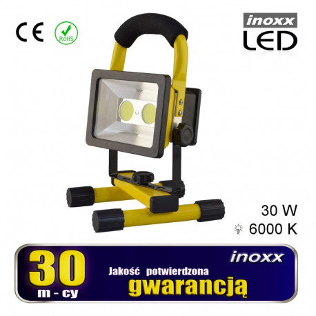 Naświetlacz przenośny led 30w 6000k aku/ 230v