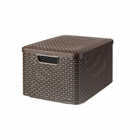 Korv kaanega Curver Rattan Style L tumepruun