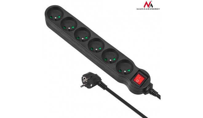 Maclean MCE225 must pikendusjuhe 6 pistikupesaga lülitiga 2300W 1.5m