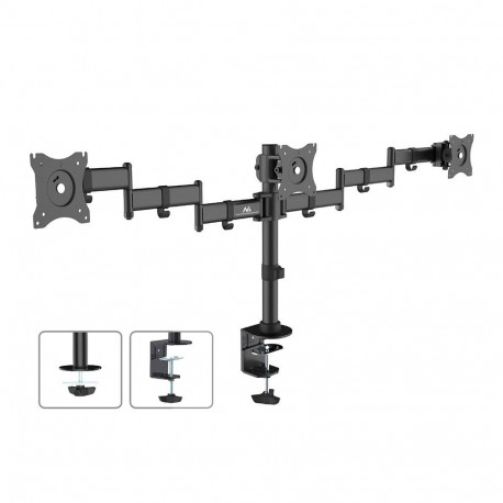 Maclean biuroo lauakinnitus 3 monitorile, topeltvarred, VESA 75x75 ja 100x100, 13"-27", 8kg, MC-691