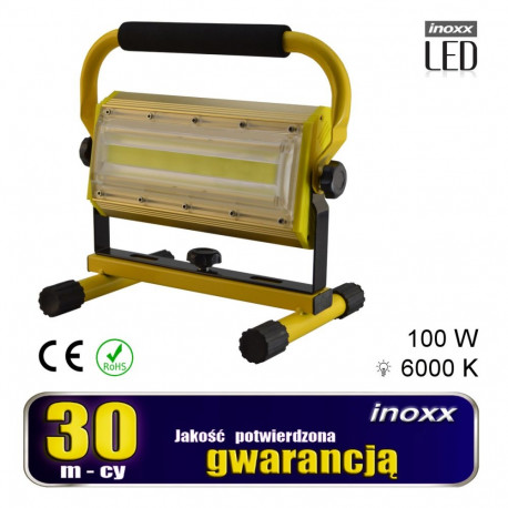 Naświetlacz przenośny led 100w 6000k aku/ 230v