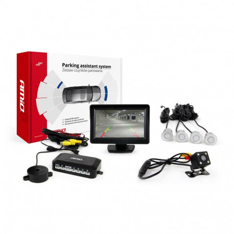 Parkimisandurite komplekt tft01 4,3" HD-315-LED kaameraga, 4 hõbedast andurit