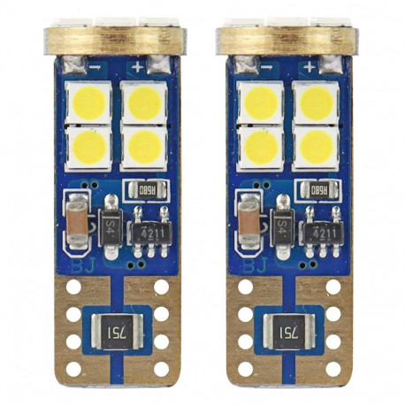 led canbus 12smd 2835 t10e w5w valge 12v 24v amio-01636 pirnid