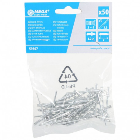 Nity zrywalne aluminium/stal 4,0*16mm szt.50