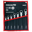 35497 Klucze oczkowo-płaskie, grzechotka przegub, 7sztuk (8-19mm), CV, Proline HD