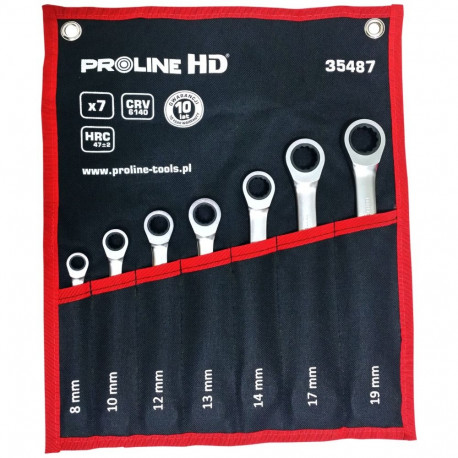35487 silmus-lehtvõtmete komplekt, padrunvõti, 7 osa (8-19mm), CV, ProlineHD