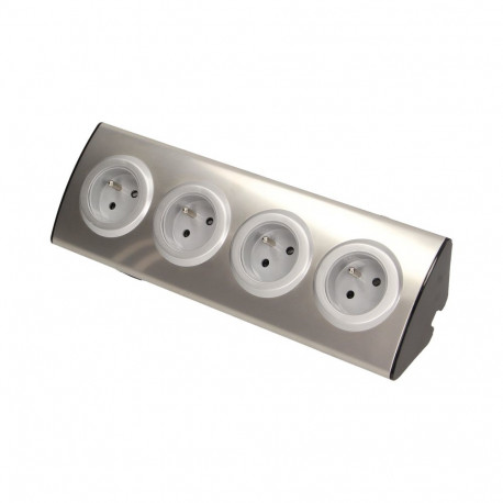mööbliköögipistikupesa 4x2P+Z, paigaldus takjapaelaga, INOX