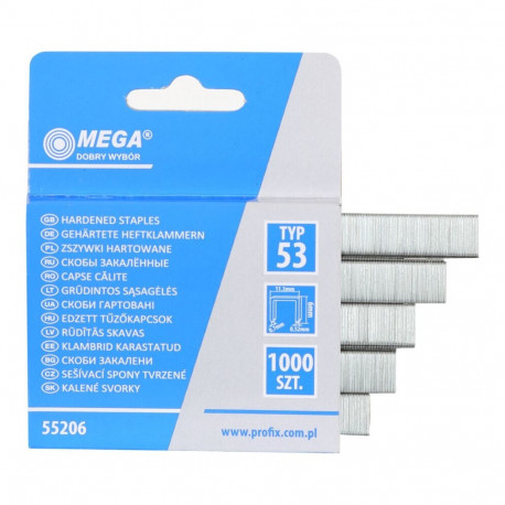 55210 karastatud polstriklambrid tüüp 53, L:10mm, Mega