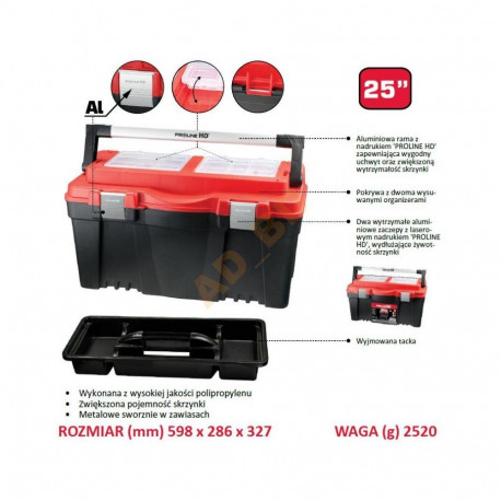Skrzynka narz. z uchwytem z al. 25", 598*286*327, proline hd