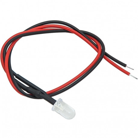 4606# Dioda led 5 mm czerwona 12v z przewodem 20cm (10 tk.)