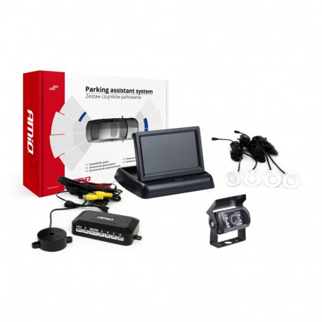 Parkimisandurite komplekt tft02 4,3" kaameraga hd-501-ir 4 valged andurid