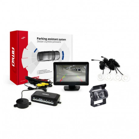 Tft01 4,3" parkimisandurite komplekt hd-501-ir kaameraga 4 valged andurid