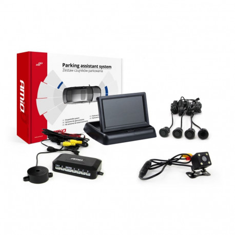 Tft02 4,3" parkimisandurite komplekt hd-315-led kaameraga 4 musta andurit "gold"