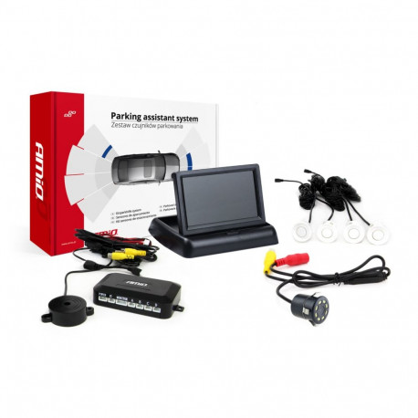 Parkimisandurite komplekt tft02 4,3" kaameraga hd-308-led 4 valged andurid