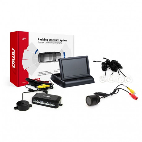 Tft02 4,3" parkimisandurite komplekt hd-301-ir kaameraga 4 valged andurid