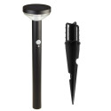 Solarna lampa LED Maclean, z czujnikiem, 3 tryby, wbijana, Li-ion 18650, IP44, 3,7V, 1200 mAh, Czarn