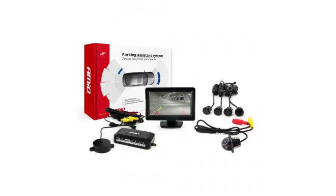 Parkimisandurite komplekt tft01 4,3" HD-305 kaameraga LED 4 musta andurit "kuld"