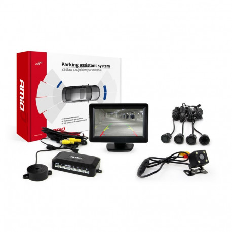 Parkimisandurite komplekt tft01 4,3" HD-315-LED kaameraga, 4 musta andurit "kuld"