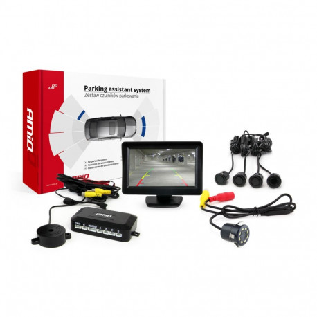 Parkimisandurite komplekt tft01 4,3" kaamera hd-308-led 4 musta andurit "kuld"