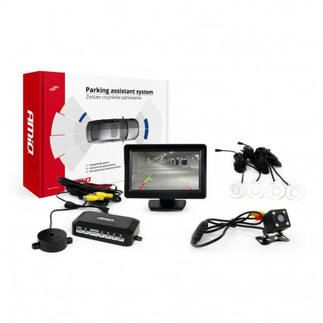 Tft01 4,3" parkimisandurite komplekt hd-315-led kaameraga 4 valged andurid