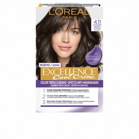 Permanent Colour Creme L'Oreal Make Up Excellence 4.11-castaño ceniza intenso Nº 4.11-Castano Ceniza