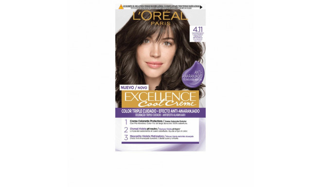 Püsivärvikreem L'Oreal Make Up Excellence Cool Creme 4.11-castaño ceniza intenso