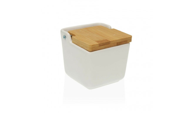 Salt Shaker with Lid Versa White Dolomite (9 x 8 x 9 cm)