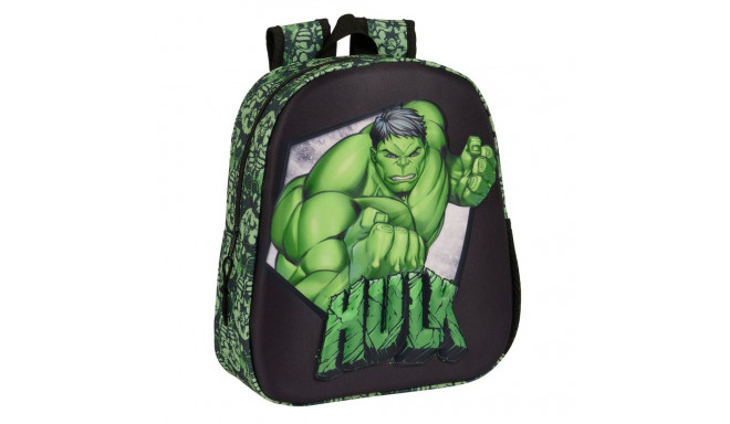 3D Child bag Hulk Black Green 27 x 33 x 10 cm