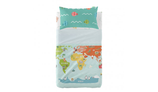 Bedding set HappyFriday Happynois World Map Multicolour Baby Crib 2 Pieces