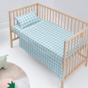 Bedding set HappyFriday Basic Kids Vichy Blue Baby Crib 2 Pieces