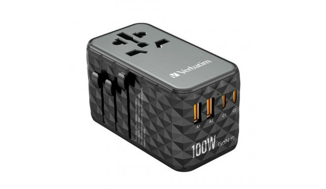Adaptor Verbatim Black Grey 100 W