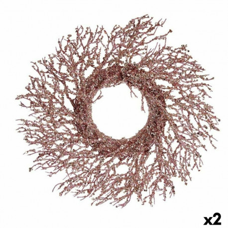 Advent wreathe Krist+ 3300/16-DB9-2 3300/16-DB9-2 Pink Golden Plastic Branch 50 x 10 x 50 cm (2 Unit