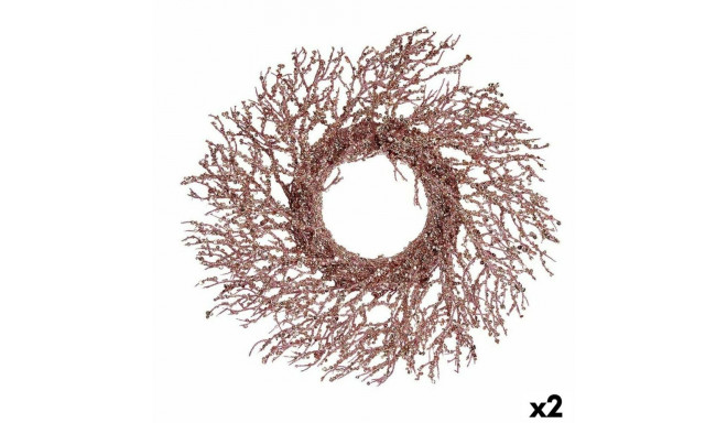 Advent wreathe Krist+ 3300/16-DB9-2 3300/16-DB9-2 Pink Golden Plastic Branch 50 x 10 x 50 cm (2 Unit