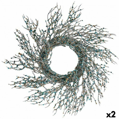 Advent wreathe Krist+ 3300/16-DB9-6 3300/16-DB9-6 Blue Golden Plastic Branch 50 x 10 x 50 cm (2 Unit