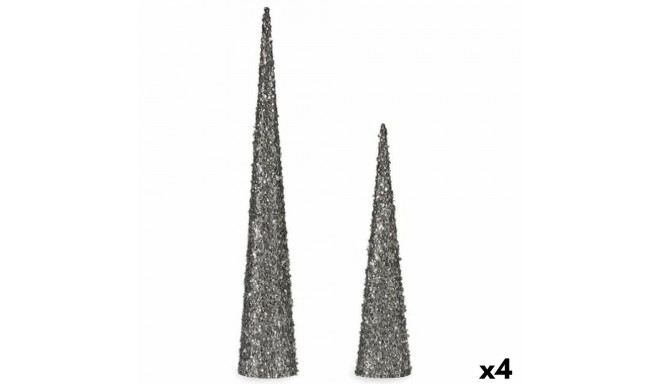 Set of Figures Cones Sequins Silver Plastic (4 Units)