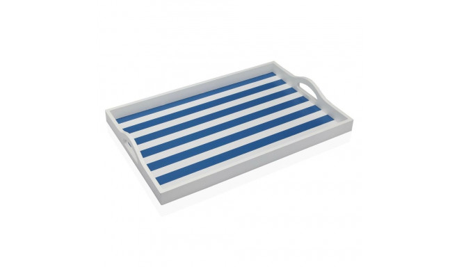 Tray Versa Blue MDF Wood 30 x 5 x 45 cm Stripes