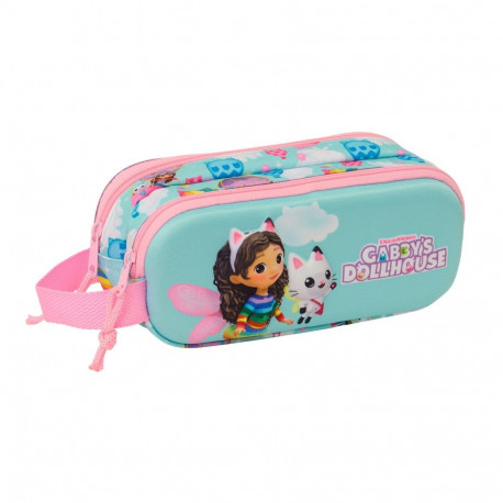 Double Carry-all Gabby's Dollhouse Pink Sky blue 21 x 8 x 6 cm 3D
