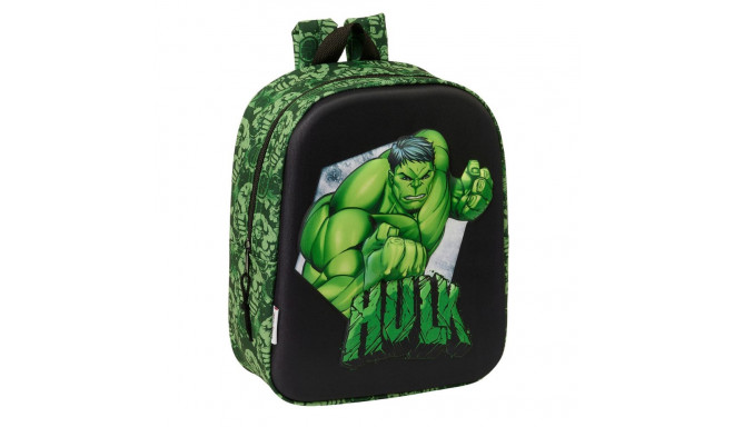 Kooliseljakott Hulk Must Roheline 22 x 27 x 10 cm 3D