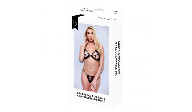 Apakšveļas Komplekts Baci Lingerie Crotchless G- Melns M/L 2 Daudzums