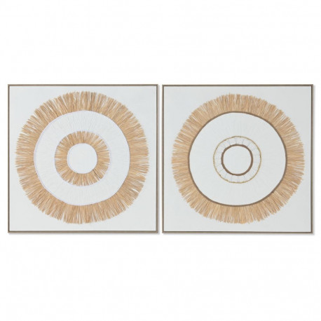Canvas Home ESPRIT White Natural Boho 92 x 4,5 x 92 cm (2 Units)