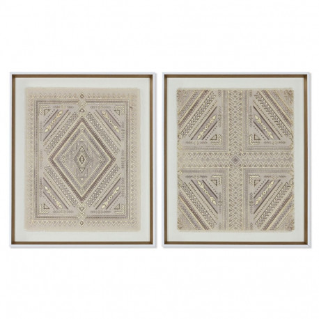 Kangas Home ESPRIT Valge Naturaalne Boho 50 x 3,8 x 60 cm (2 Ühikut)