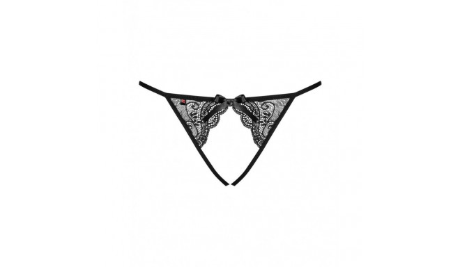 Трусики Obsessive Miamor crotchless panties L/XL Чёрный шнурок